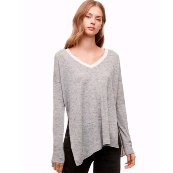 Aritzia Sweaters - ARITZIA Wilfred Sherbrooke sweater heather grey white collar size Medium M2